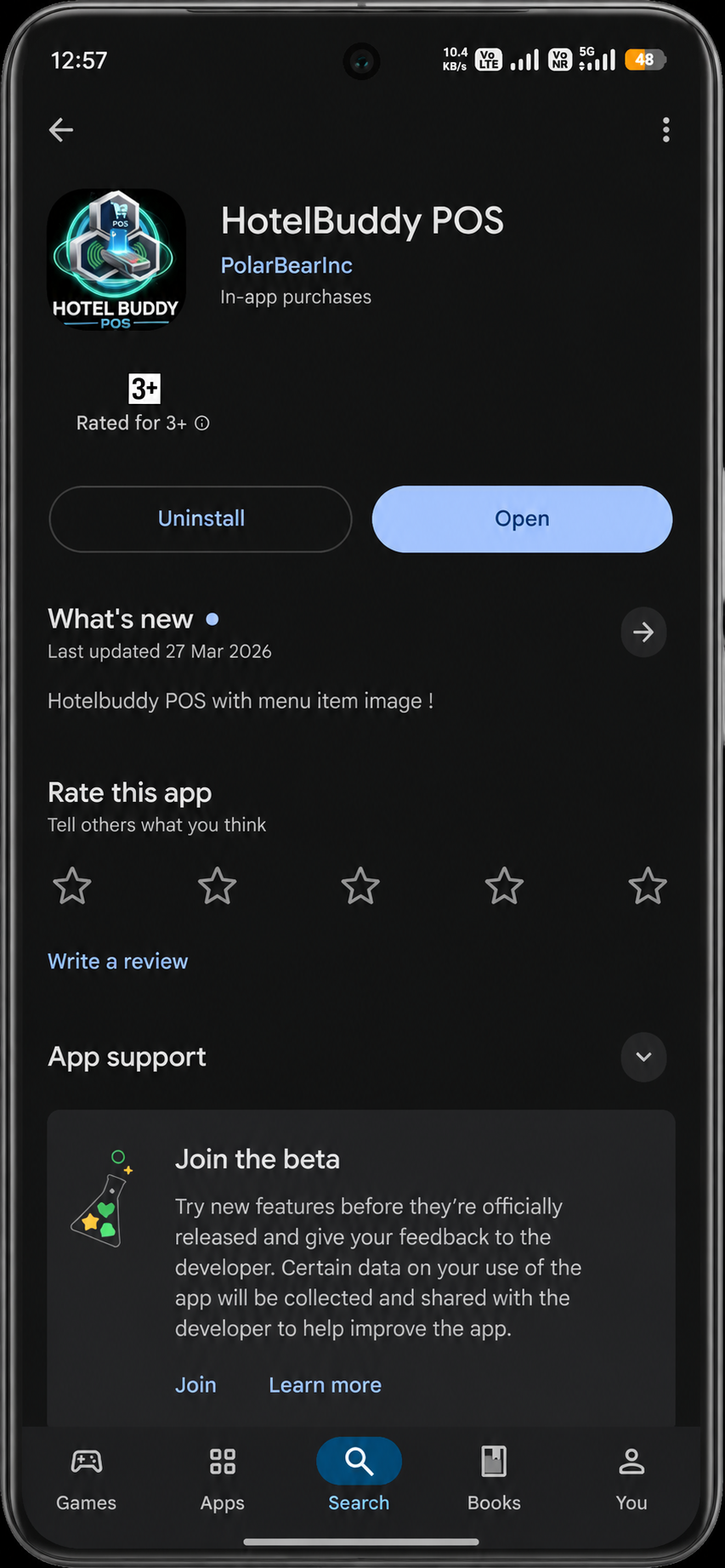 HotelBuddy POS App Interface